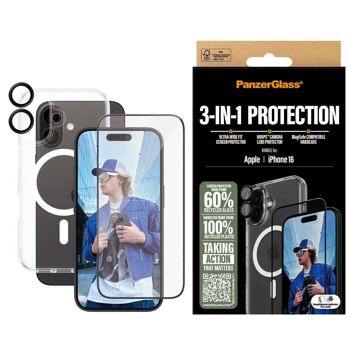 PanzerGlass® 3-in-1 Protection Bundle iPhone 16